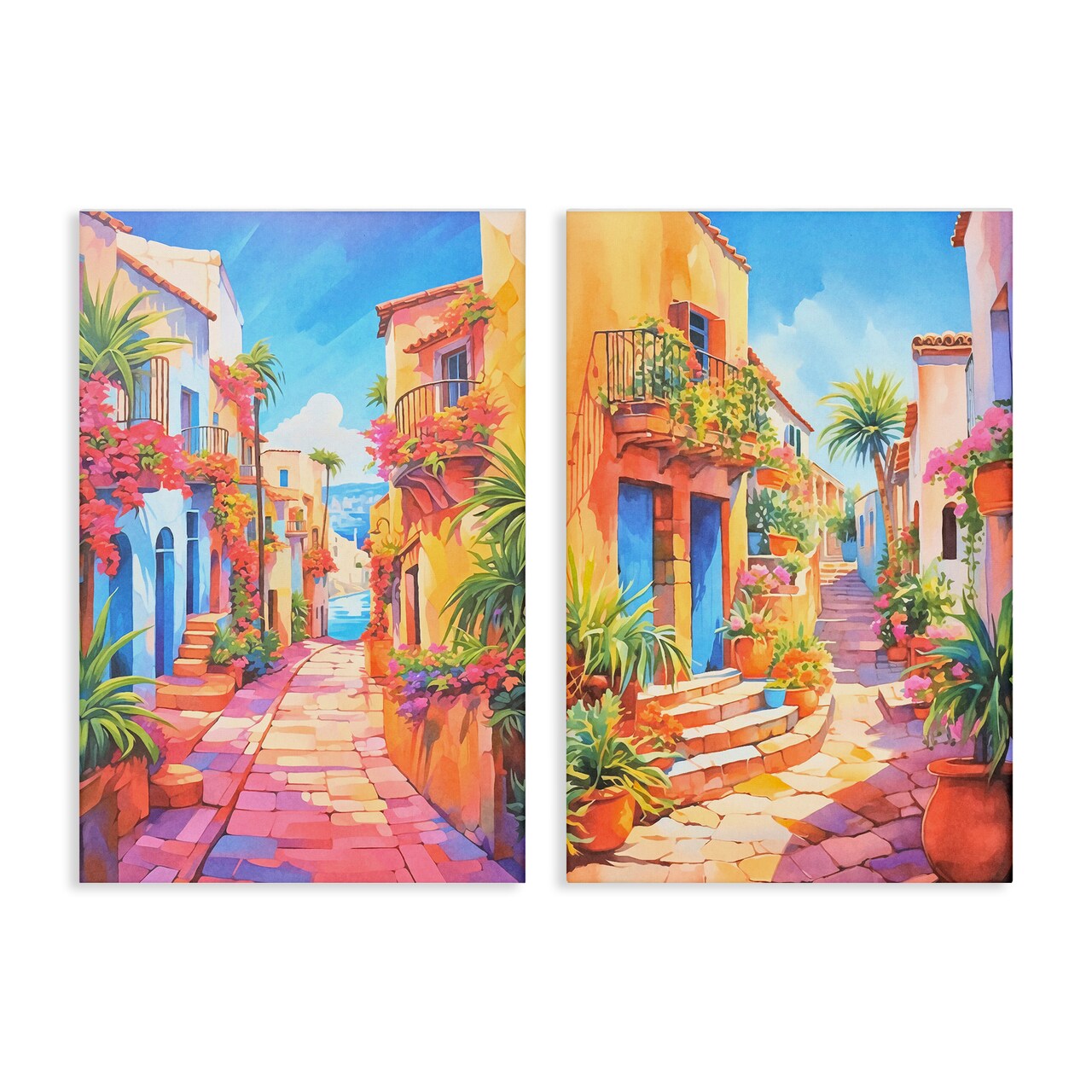 Stupell Industries Quaint Mediterranean Village 2 pc Canvas Wall Art Set Design by Andrea Haase